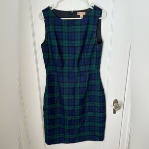 Brooks Brothers Green and Blue Plaid Midi Dress